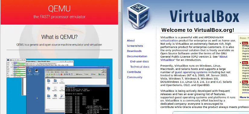 Beidseitiger Wechsel QEMU und VirtualBox